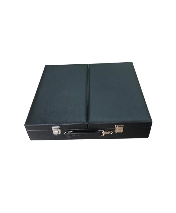 31li Tesbih (Ahşap Kasa) Siyah Deri kuluplu Çanta 35x38 cm