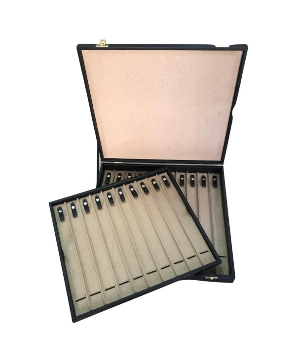 21li İki katlı Tesbih (Ahşap Kasa) Siyah Deri Çanta& Kutu  35x38 cm