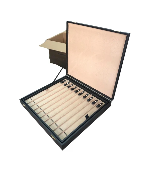 21li İki katlı Tesbih (Ahşap Kasa) Siyah Deri Çanta& Kutu  35x38 cm