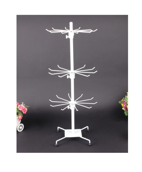 Büyük Boy Beyaz 3 katlı Döner Metal Kolye&zincir Ve Tesbih Takı Standı Organizatör 60 Cm
