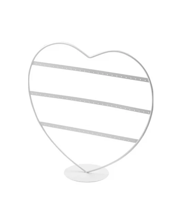 Metal Küpe StandI (32 çift küpe ) Orta boy Kalp Şeklinde Beyaz, Küpe Takı Düzenleme Organizatör