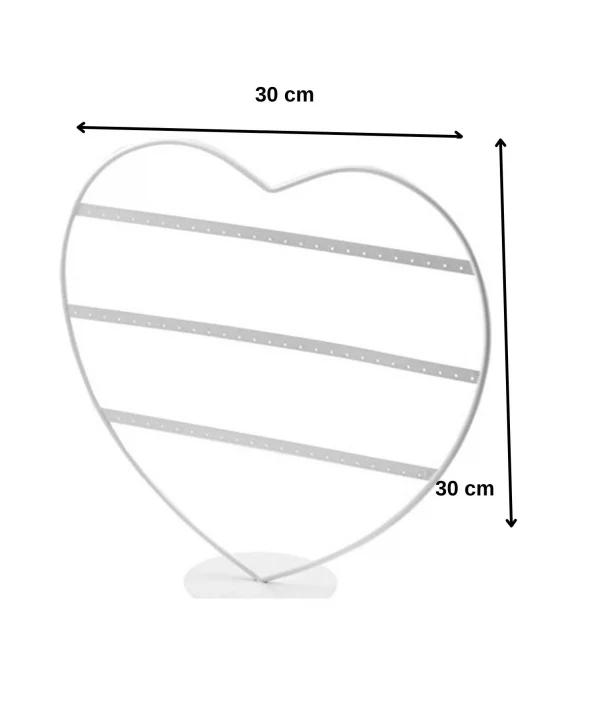 Metal Küpe StandI (32 çift küpe ) Orta boy Kalp Şeklinde Beyaz, Küpe Takı Düzenleme Organizatör