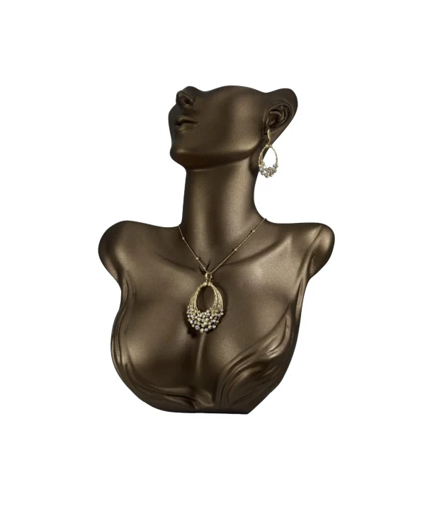 Polyester Kolye&Gerdanlık ve Küpelik Vücut Sergileme Mankeni 32 cm  KAHVE