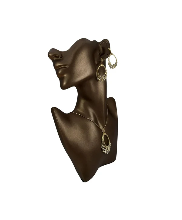 Polyester Kolye&Gerdanlık ve Küpelik Silüet Sergileme Mankeni 30 cm KAHVE