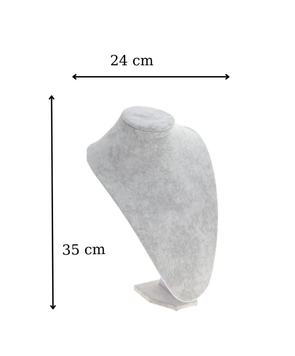 Kolye & Gerdanlık Sergileme Mankeni Gri Süet 35 Cm 3.boy