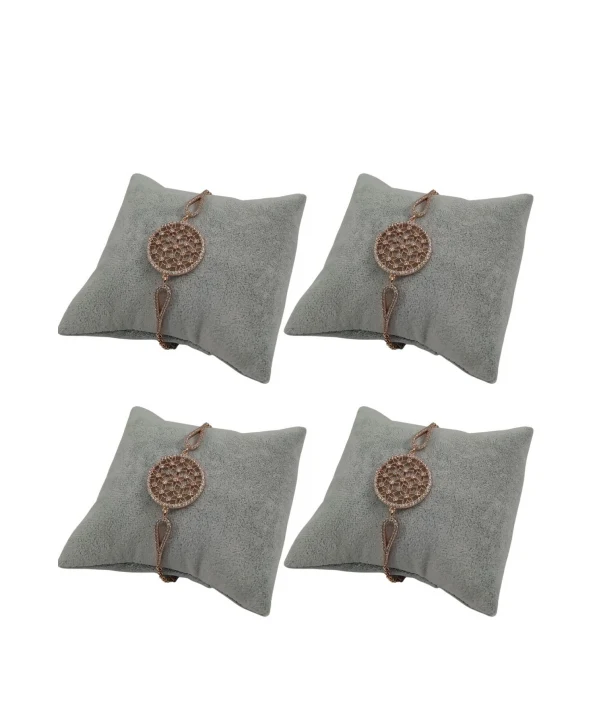 Süet Yastık Düzenleyici (4 Adet) Gri Bileklik & Saat Ve Kelepçe 8X8 Cm