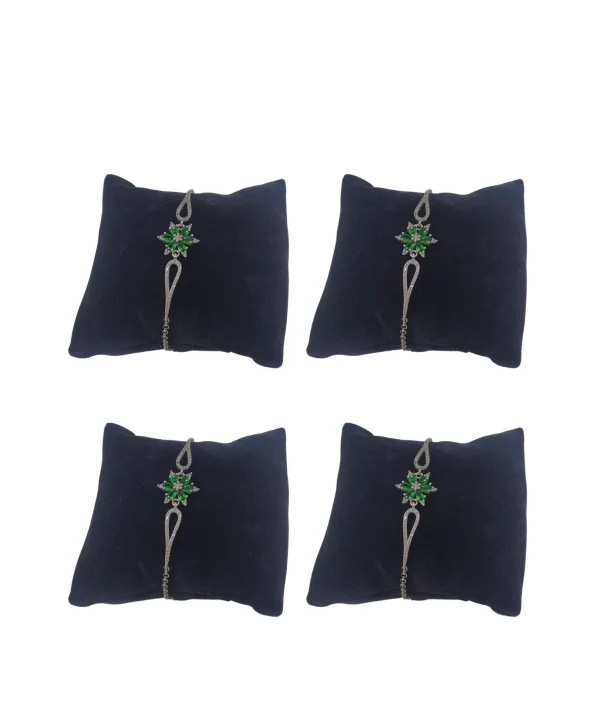 Süet Yastık Düzenleyici(4 Adet) Siyah Bileklik & Saat Ve Kelepçe 8X8 Cm