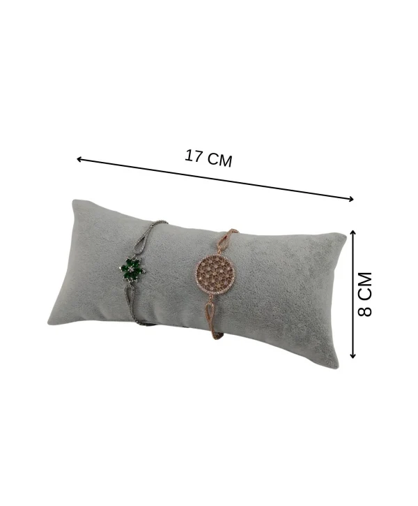 Süet Orta Boy Gri Bileklik & Saat Ve Kelepçe Yastığı 8X17 Cm