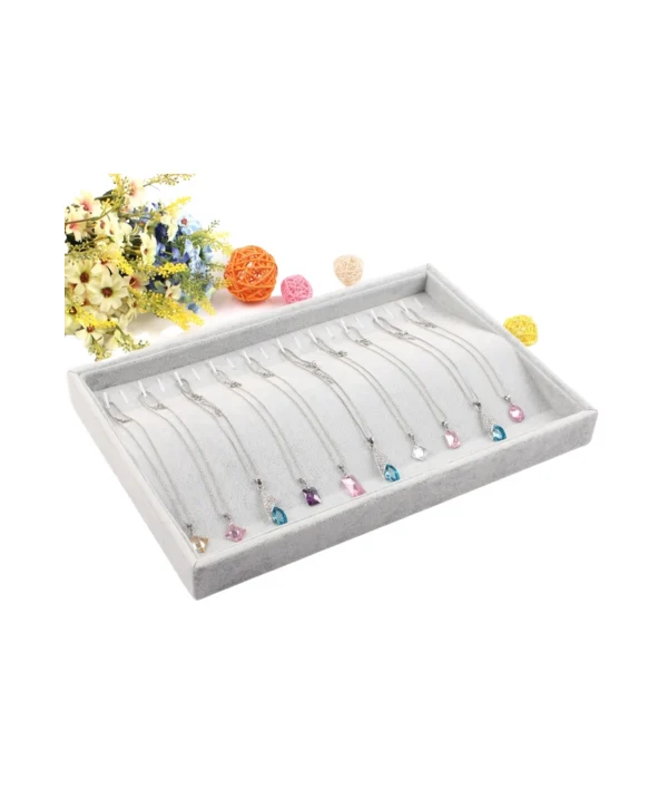 Zincir & Bileklik Takı Tablası  Gri Süet