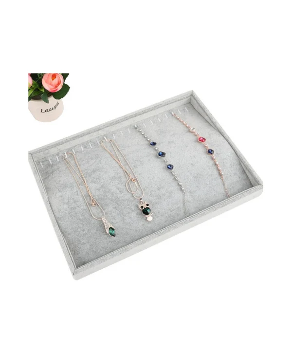 Zincir & Bileklik Takı Tablası  Gri Süet