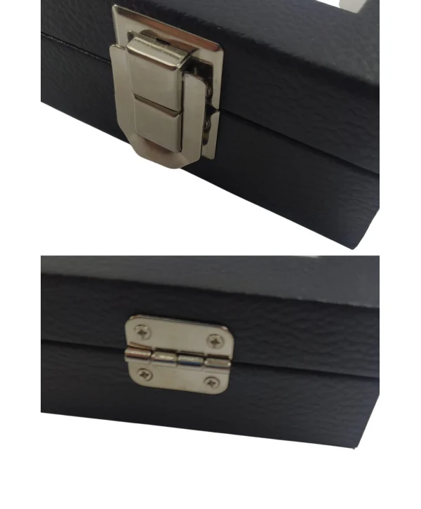 Camlı Kapaklı Rulo Yuzuk-takı Tablası Siyah deri / içi beyaz