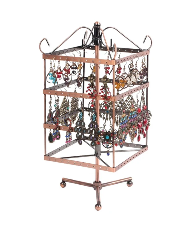 Dönen Orta Boy Kare Küpe Organizatörü Bronz (35x20 cm)