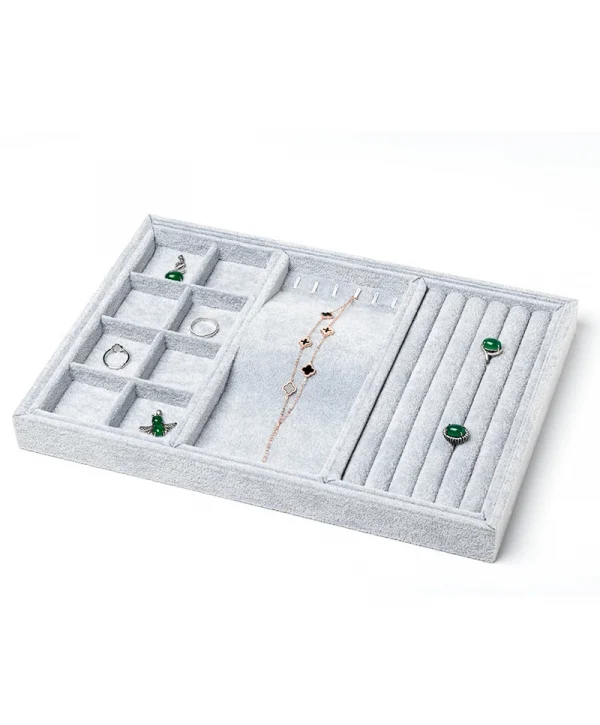 İthal  Organizatör Gri Süet Tabla Kolye & Zincir & Yüzük düzenleyici