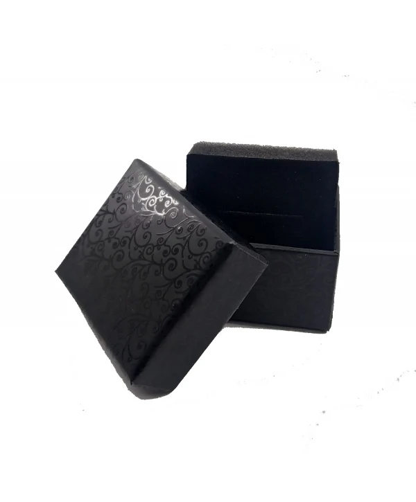 Kabartma Desenli Siyah Sert Yüzük Kutusu 30 LuPaket ( İçi Süngerli )