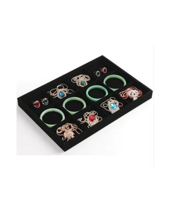 12 Bölmeli Kolye Ucu Küpe Yüzük Servis Tablası Siyah Süet