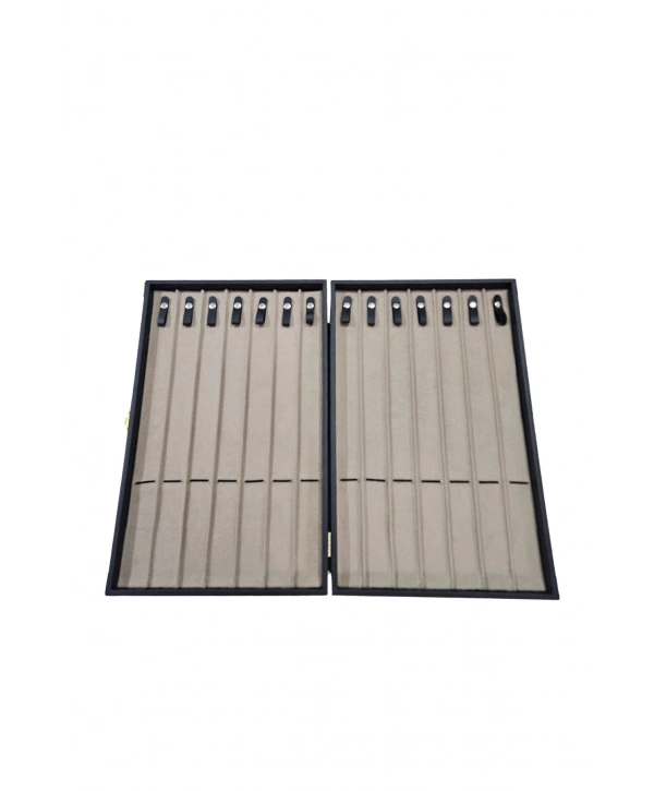 14lu Tesbih Kutusu (ahşap Kasa) Deri Yaldız Şeritli Siyah 26x42 cm