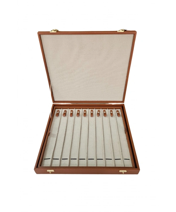 21li Iki Katlı Tesbih (ahşap Kasa) Deri Çanta& Kutu Taba 35x38 Cm