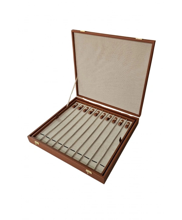 21li Iki Katlı Tesbih (ahşap Kasa) Deri Çanta& Kutu Taba 35x38 Cm