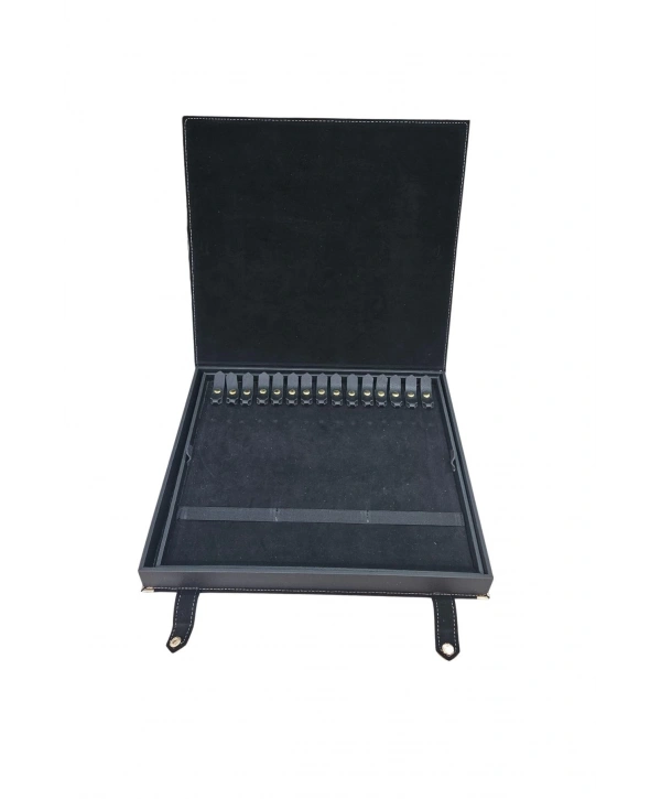 30 lu Tesbih Kutusu ve Çantası (ÇıtÇıtlı) Süet 34x38 cm Siyah