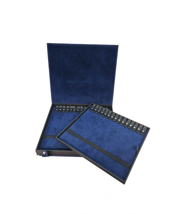 30 lu Tesbih Kutusu ve Çantası (ÇıtÇıtlı) Süet 34x38 cm Lacivert