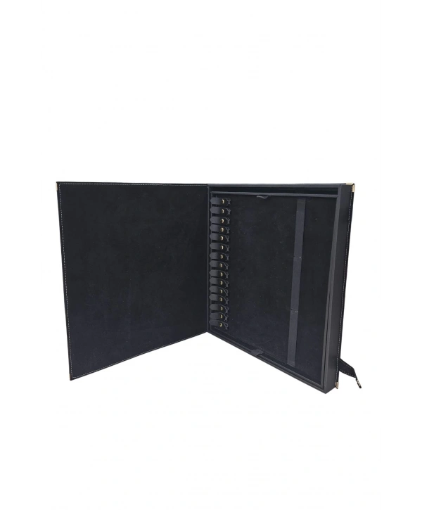 30 lu Tesbih Kutusu ve Çantası (ÇıtÇıtlı) Süet 34x38 cm Siyah