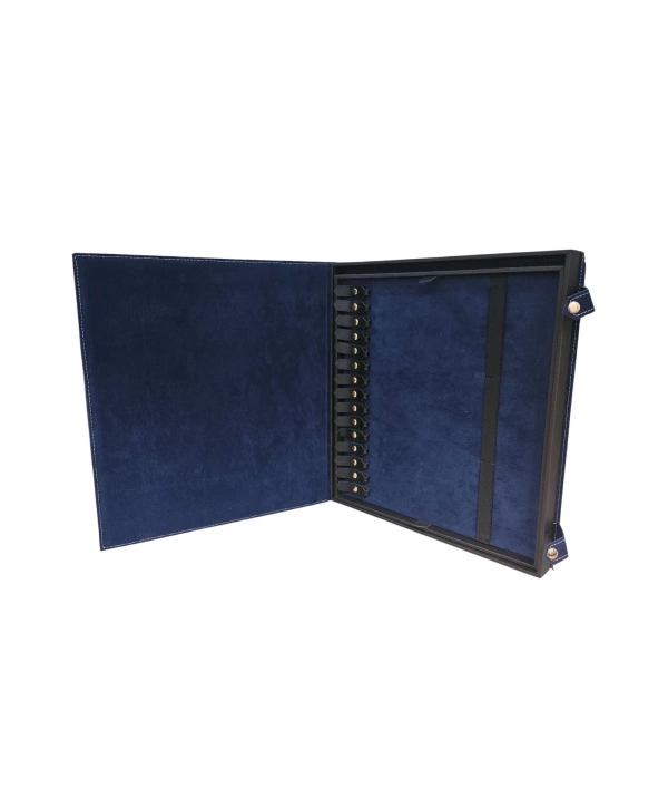 30 lu Tesbih Kutusu ve Çantası (ÇıtÇıtlı) Süet 34x38 cm Lacivert