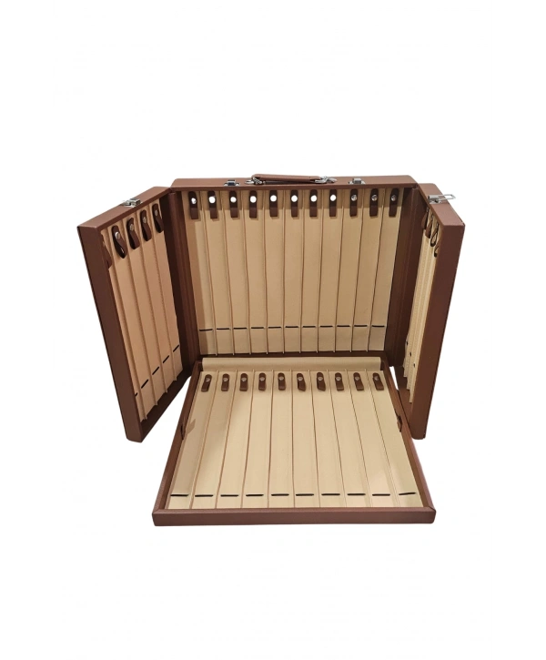 31li Tesbih (ahşap Kasa) Taba Deri Kuluplu Çanta TABA 35x38 Cm