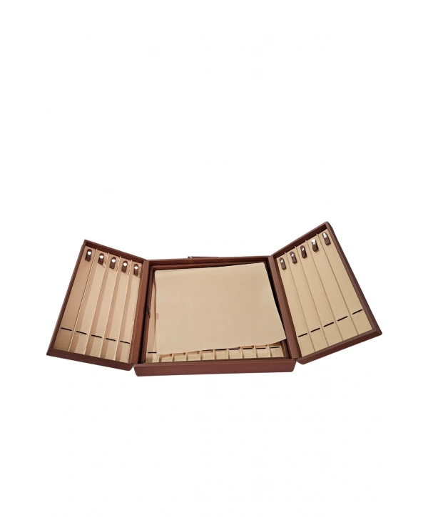 31li Tesbih (ahşap Kasa) Taba Deri Kuluplu Çanta TABA 35x38 Cm