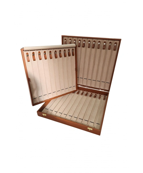 32li Iki Katlı Tesbih (ahşap Kasa) Deri Çanta& Kutu Taba 35x38 Cm