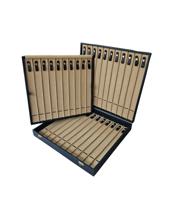 32li Iki Katlı Tesbih (ahşap Kasa) Deri Çanta& Kutu Lacivert 35x38 Cm