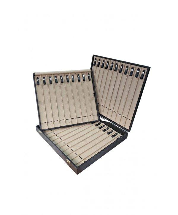 32li Iki Katlı Tesbih (ahşap Kasa) Siyah Deri Çanta& Kutu 35x38 Cm