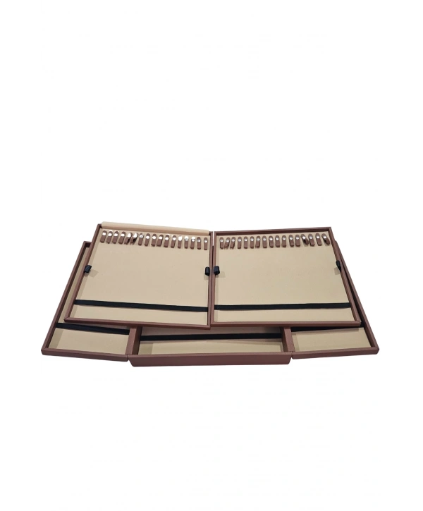 67li Tesbih (ahşap Kasa) Taba Deri Kuluplu Çanta 35x38 Cm