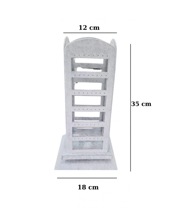 96 lı 360 Döner Küpelik Standı Süet Gri (18 x35 cm)