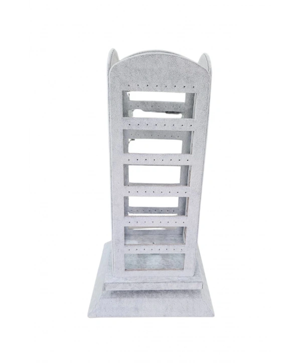 96 lı 360 Döner Küpelik Standı Süet Gri (18 x35 cm)