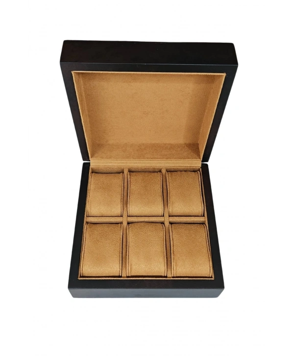 Ahşap Koleksiyonluk Lüx 6 Lı Saat Çantası,kutusu (Lake) Kahve