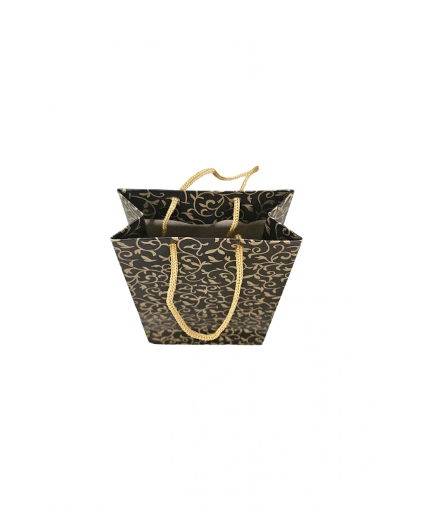 Altın Desenli Siyah (25 Li Paket )karton Çanta 12x17