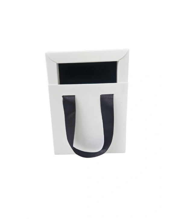 Beyaz 6 Adet Çekmeceli ve Çantalı Karton Kolye&Mini set Kutusu (12x12 cm )