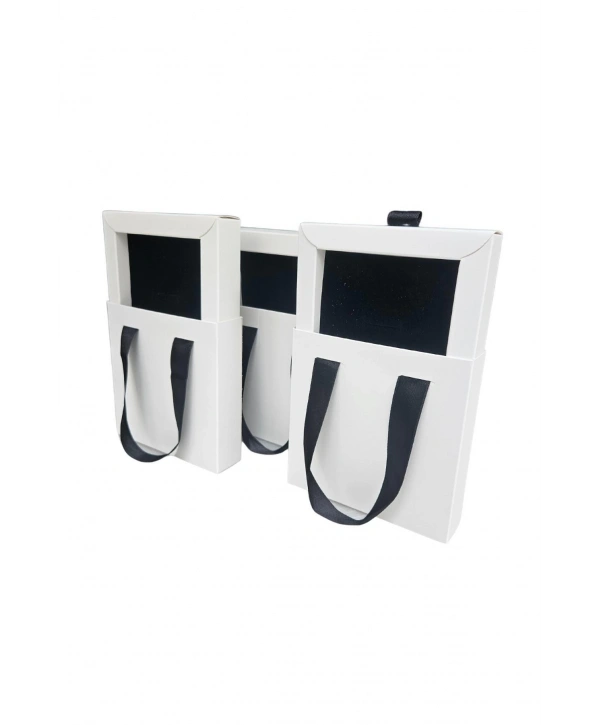 Beyaz 6 Adet Çekmeceli ve Çantalı Karton Kolye&Mini set Kutusu (12x12 cm )