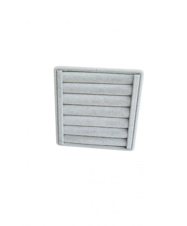 Bilezik & Bileklik & Kelepçe Gri Süet Standı-tablası Ve Düzenleyici Orta 15x15 cm