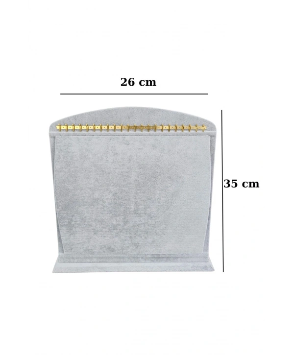 Bombeli Kolye Zincir & Kolye Standı (22 metal askılı) Gri (26 X35 Cm)