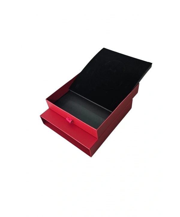 Bordo Çekmeceli Mega Kolye&set Karton Kutusu (20x22 cm) (içi Süngerli)