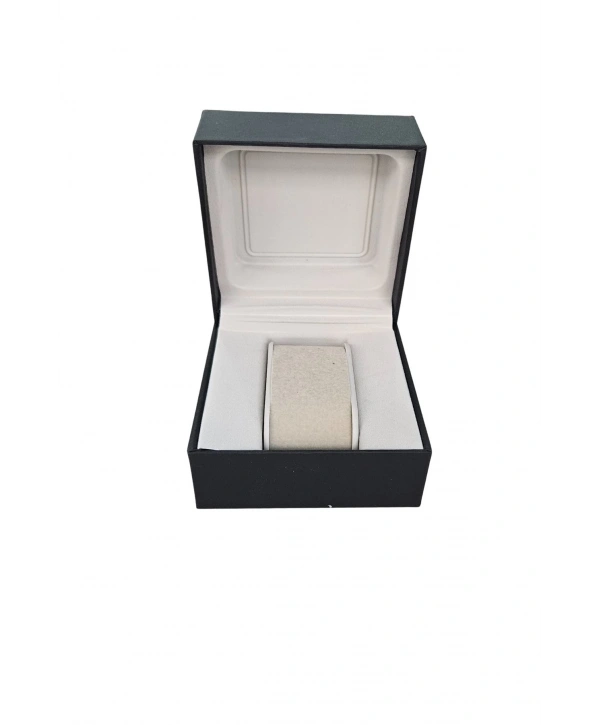 Cilt Bezi Menteşeli Aparatlı Saat Kutusu (Siyah)