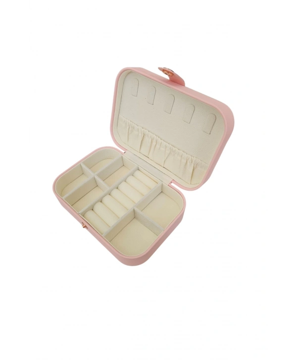 Çıtçıtlı Deri Midi Boy Takı, Seyahat Ve Mücevher Çantası,kutusu Pudra (11x16 cm)