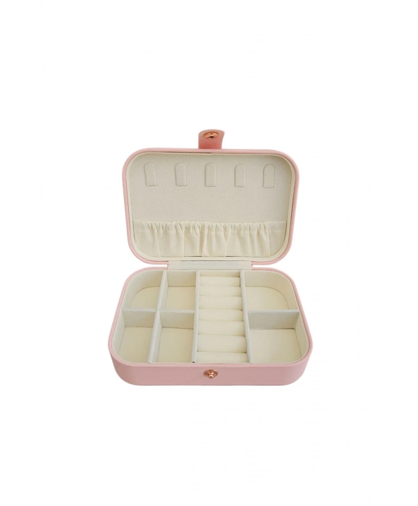 Çıtçıtlı Deri Midi Boy Takı, Seyahat Ve Mücevher Çantası,kutusu Pudra (11x16 cm)