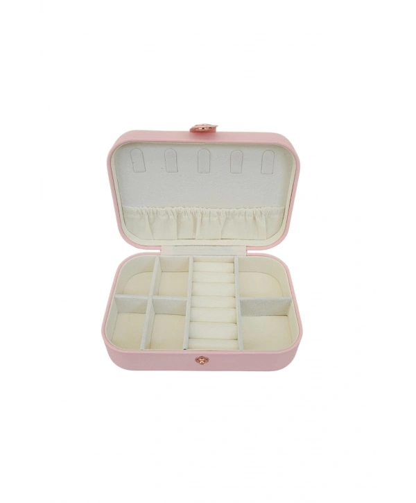 Çıtçıtlı Deri Midi Boy Takı, Seyahat Ve Mücevher Çantası,kutusu Pudra (11x16 cm)