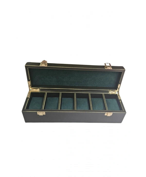 Deri Lüx 6 Lı Saat Çantası,Kutusu Kilitli (Yeşil)