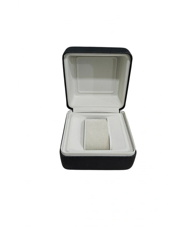 Deri Menteşeli Aparatlı Saat Kutusu (Siyah)