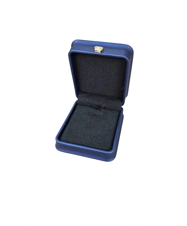 Deri Mini Boy (7X8 Cm) Kolye Kutusu Lüks (Mavi)