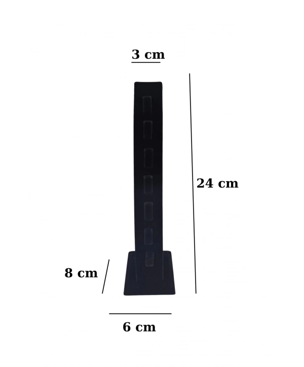 Dik 7 li Yüzüklük Standı Süet Tekli Siyah (24 cm)