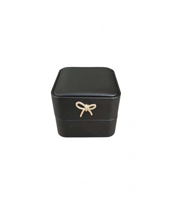 Işıklı Premium Deri Yüzük & Alyans Kutusu (Siyah)